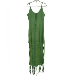 Mengsi Green Knit fringe Dress